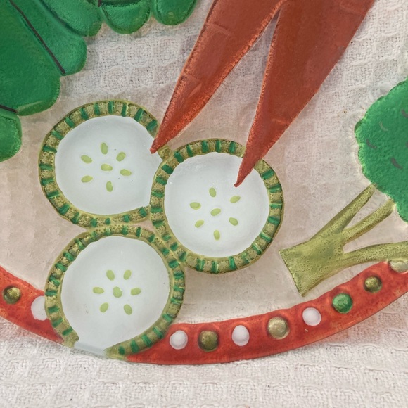 Lori Siebert For Silverstein Glass Fusion Vegetable Pattern Serving Dish - Picture 2 of 7